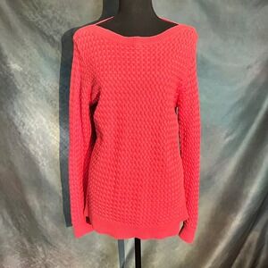 L.L. Bean‎ Women's Coral Knit Sweater Size XL Textured Cotton Blend